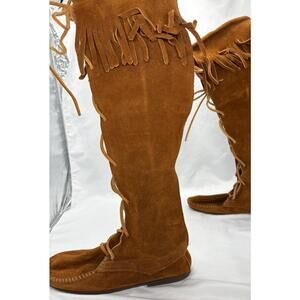 Minnetonka Moccasins VTG Knee High Boots Women’s 7 Brown Suede Made In USA 1970s